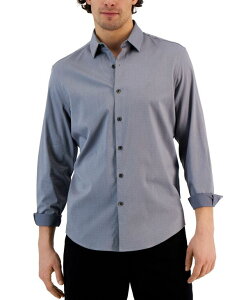 At@j Y gbvX Vc _E Alfani Men's Modern Classic-Fit Stretch Dot Dobby Button-Down Shirt Grey Combo O[