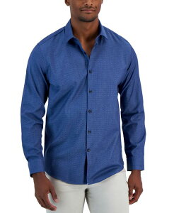 At@j Y gbvX Vc _E Alfani Men's Modern Classic-Fit Stretch Dot Dobby Button-Down Shirt Navy Combo lCr[