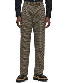 【送料無料】 ヒューゴボス メンズ カジュアルパンツ ボトムス Men's Relaxed-Fit Checked Trousers Medium Beige