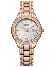 【送料無料】 シチズン レディース 腕時計 アクセサリー Eco-Drive Women's Silhouette Crystal Rose Gold-Tone Stainless Steel Bracelet Watch 30mm Pink Gold-tone