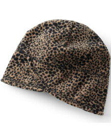 【送料無料】 ランズエンド レディース 帽子 ニットキャップ アクセサリー Women's Fleece Winter Beanie Hat Warm brown spotted leopard