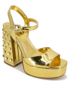 【送料無料】 ケネスコール レディース サンダル シューズ Women's Dolly Imitation Pearls Platform Block Heel Sandals Gold