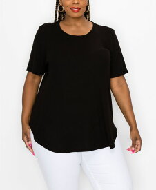 【送料無料】 コイン1804 レディース シャツ トップス Plus Size Thermal Short Sleeve Swing Tee Black