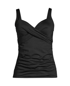 �����Y�G���h ���f�B�[�X ���� �㉺�Z�b�g V�l�b�N �v���X�T�C�Y Lands' End Plus Size Chlorine Resistant V-Neck Wrap Underwire Tankini Swimsuit Top Adjustable Straps Black �u���b�N