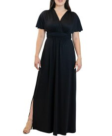【送料無料】 キヨナ レディース ワンピース トップス Women's Plus Size Vienna Kimono Sleeve Long Maxi Dress Black noir