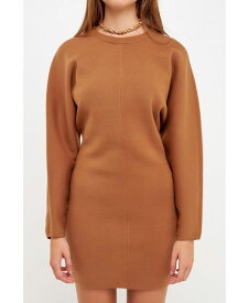 【送料無料】 グレー ラブ レディース ワンピース トップス Women's Knitted Mini Dress Camel