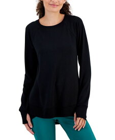 【送料無料】 イデオロギー レディース シャツ トップス Women's Active Butter French-Terry Long-Sleeve Thumbhole Tunic Top, Created for Macy's Deep Black