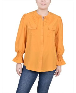 �j���[���[�N�R���N�V���� ���f�B�[�X �g�b�v�X �V���c �u���E�X NY Collection Women's Long Sleeve Y-neck Blouse Golden Glow