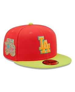 �j���[�G�� �����Y �A�N�Z�T���[ �X�q New Era Men's Red Neon Green Los Angeles Dodgers 1978 World Series Lava Highlighter Combo 59FIFTY Fitted Hat Red Neon Green ���b�h