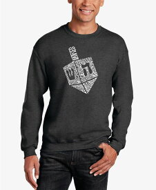 【送料無料】 エルエーポップアート メンズ パーカー・スウェット アウター Men's Hanukkah Dreidel Word Art Crewneck Sweatshirt Dark Gray