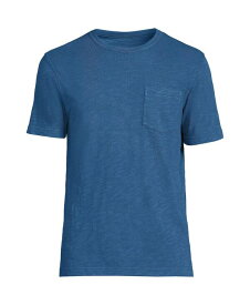 【送料無料】 ランズエンド メンズ Tシャツ トップス Men's Short Sleeve Garment Dye Slub Pocket Tee Evening blue