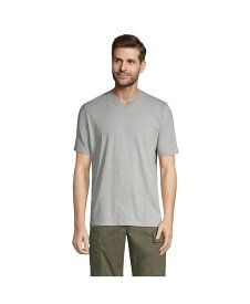 【送料無料】 ランズエンド メンズ Tシャツ トップス Men's Super-T Short Sleeve V-Neck T-Shirt Gray heather