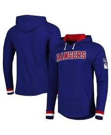 【送料無料】 ミッチェル&ネス メンズ Tシャツ トップス Men's Blue New York Rangers Legendary Slub Hoodie Long Sleeve T-shirt Blue