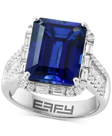【送料無料】 エフィー レディース リング アクセサリー EFFY&reg; Lab Grown Sapphire (7-5/8 ct. t.w.) & Lab Grown Diamond (1 ct. t.w.) Halo Statement Ring in 14k Gold 14K White Gold