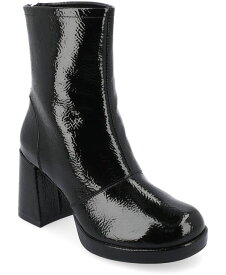 【送料無料】 ジュルネ コレクション レディース ブーツ・レインブーツ シューズ Women's Aylani Tru Comfort Foam Crinkle Patent Faux Leather Platform Boot Black