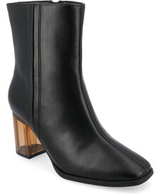 【送料無料】 ジュルネ コレクション レディース ブーツ・レインブーツ シューズ Women's Clearie Tru Comfort Foam Transparent Block Heel Square Toe Boot Black