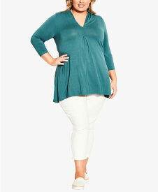 【送料無料】 アベニュー レディース シャツ トップス Plus Size Ellis Plain Tunic Top Teal