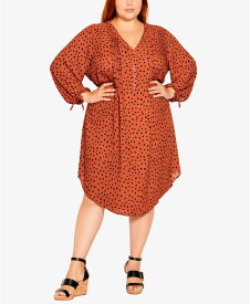【送料無料】 アベニュー レディース ワンピース トップス Plus Size Woven Print Shirt Dress Ginger Spot