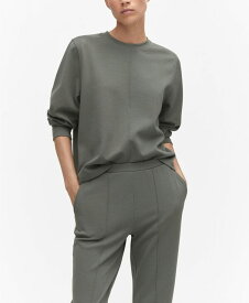 【送料無料】 マンゴ レディース シャツ トップス Women's Decorative Stitching Sweatshirt Gray