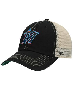 47 �u�����h �����Y �A�N�Z�T���[ �X�q '47 Brand Men's Black Miami Marlins Trawler Clean Up Trucker Snapback Hat Black �u���b�N