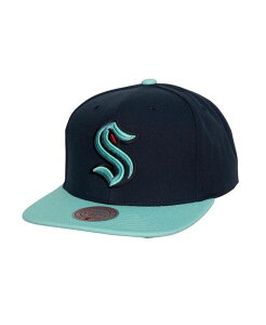 ~b`F&lX Y ANZT[ Xq Navy Mitchell & Ness Men's Navy Seattle Kraken Core Team Ground 2.0 Snapback Hat