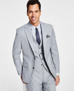 o[X[ Y AE^[ WPbgEu] E[ WPbg Bar III Men's Slim-Fit Wool Sharkskin Suit Jacket Light Grey O[