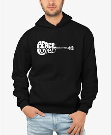 【送料無料】 エルエーポップアート メンズ パーカー・スウェット アウター Men's Peace Love Country Word Art Long Sleeve Hooded Sweatshirt Black