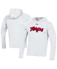 【送料無料】 アンダーアーマー メンズ Tシャツ トップス Men's White Maryland Terrapins School Logo Raglan Long Sleeve Hoodie Performance T-shirt White