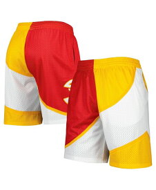 【送料無料】 ミッチェル&ネス メンズ ハーフパンツ・ショーツ ボトムス Men's Red Yellow Atlanta Hawks Hardwood Classics 1986 Split Swingman Shorts Red, Yellow