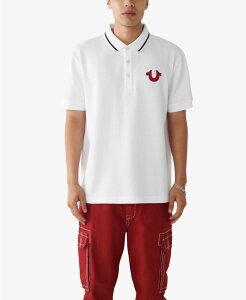 �g�D���[�����W���� �����Y �g�b�v�X �|���V���c ���M�����[�t�B�b�g �V���c True Religion Men's Regular Fit Short Sleeve JV7 Polo Shirt Optic White �z���C�g