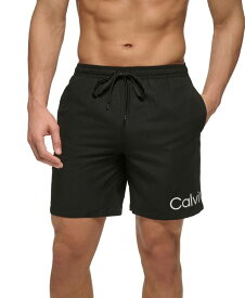 【送料無料】 カルバンクライン メンズ ハーフパンツ・ショーツ 水着 Men's Logo 7" Volley Swim Trunks Black