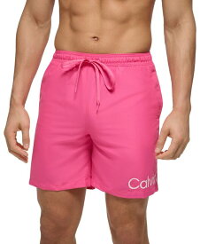 【送料無料】 カルバンクライン メンズ ハーフパンツ・ショーツ 水着 Men's Logo 7" Volley Swim Trunks Pink