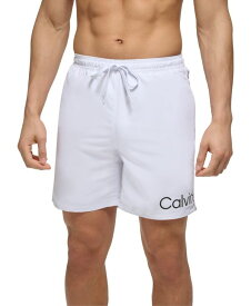 【送料無料】 カルバンクライン メンズ ハーフパンツ・ショーツ 水着 Men's Logo 7" Volley Swim Trunks White