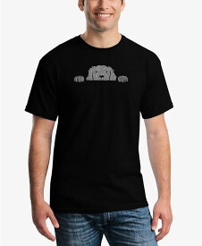 【送料無料】 エルエーポップアート メンズ Tシャツ トップス Men's Peeking Dog Word Art Short Sleeve T-shirt Black