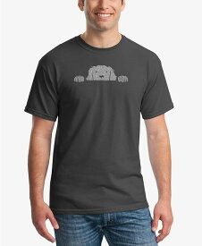 【送料無料】 エルエーポップアート メンズ Tシャツ トップス Men's Peeking Dog Word Art Short Sleeve T-shirt Dark Gray