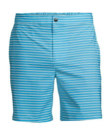 【送料無料】 ランズエンド メンズ ハーフパンツ・ショーツ 水着 Men's Lined 7" Hybrid Swim Shorts Turquoise/blue stripe