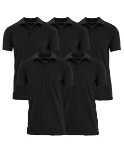 �M�����N�V�[�o�C�n���r�b�N �����Y �g�b�v�X �|���V���c Galaxy By Harvic Men's Dry Fit Moisture-Wicking Polo Shirt Pack of 5 Black �u���b�N