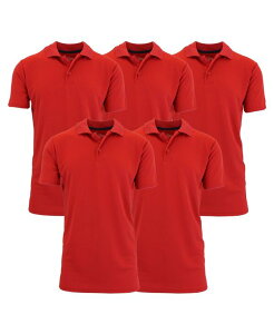 �M�����N�V�[�o�C�n���r�b�N �����Y �g�b�v�X �|���V���c Galaxy By Harvic Men's Dry Fit Moisture-Wicking Polo Shirt Pack of 5 Red ���b�h