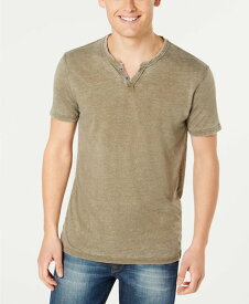 【送料無料】 ラッキーブランド メンズ Tシャツ トップス Men's Burnout Button Notch Short Sleeve Tshirt Dark Olive