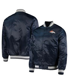 【送料無料】 スターター メンズ ジャケット・ブルゾン アウター Men's Navy Denver Broncos Locker Room Satin Varsity Full-Snap Jacket Navy