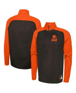 �j���[�G�� �����Y �A�E�^�[ �W���P�b�g�E�u���]�� �W���P�b�g New Era Men's Brown Cleveland Browns Combine Authentic O-Line Raglan Half-Zip Jacket Brown �u���E��