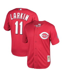 �~�b�`�F��&�l�X �����Y �g�b�v�X �V���c ���b�V�� �W���[�W�[ Mitchell & Ness Men's Barry Larkin Red Cincinnati Throwback Reds Cooperstown Mesh Batting Practice Jersey Red ���b�h