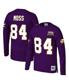 【送料無料】 ミッチェル&ネス メンズ Tシャツ トップス Men's Randy Moss Purple Minnesota Vikings 2000 Retired Player Name and Number Long Sleeve T-shirt Purple