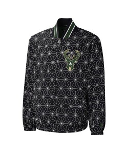 X^[^[ Y AE^[ WPbgEu] Te WPbg Starter Men's Black Milwaukee Bucks In-Field Play Fashion Satin Full-Zip Varsity Jacket Black ubN