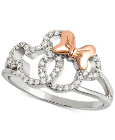 【送料無料】 ディズニー レディース リング アクセサリー Cubic Zirconia Mickey & Minnie Openwork Ring in Sterling Silver & 18k Rose Gold-Plate Silver