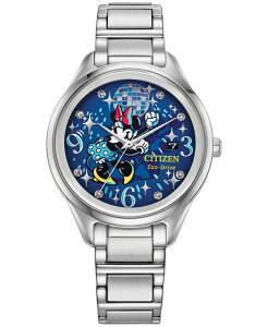 V`Y fB[X ANZT[ rv Silver-tone Citizen Eco-Drive Women's Disney Disco Minnie Mouse Stainless Steel Bracelet Watch 37mm