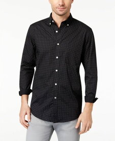クラブルーム メンズ シャツ トップス Men's Micro Dot Print Stretch Cotton Shirt Deep Black