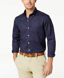 クラブルーム メンズ シャツ トップス Men's Micro Dot Print Stretch Cotton Shirt Navy Blue