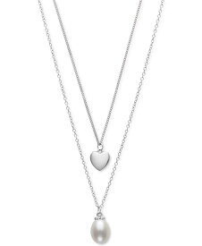 【送料無料】 ベル ドゥ メール レディース ネックレス・チョーカー・ペンダントトップ アクセサリー Cultured Freshwater Pearl (8mm) & Polished Heart Layered Necklace in Sterling Silver 16" + 1" extender Sterling Silver