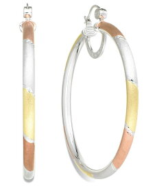 【送料無料】 シモン アイ スミス レディース ピアス・イヤリング アクセサリー Platinum 18k Rose Gold and 18k Gold over Sterling Silver Earrings Extra-Large Tri-Color Hoop Earrings No Color